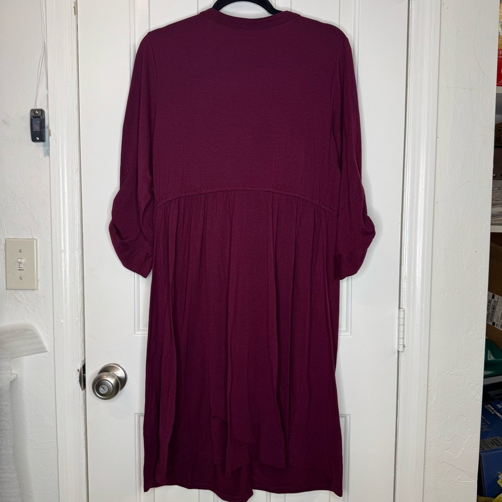 Torrid Womens Berry Skater Knee Length Dress Plus Size 0 3/4 Sleeve Stretch - Picture 2 of 4